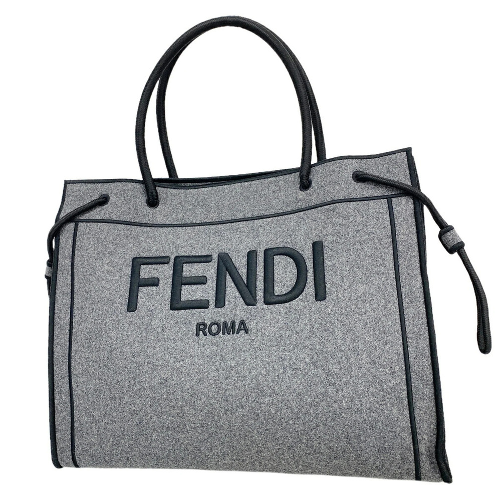 Fendi Felt Tote Bag, Gray, Women's OP022397